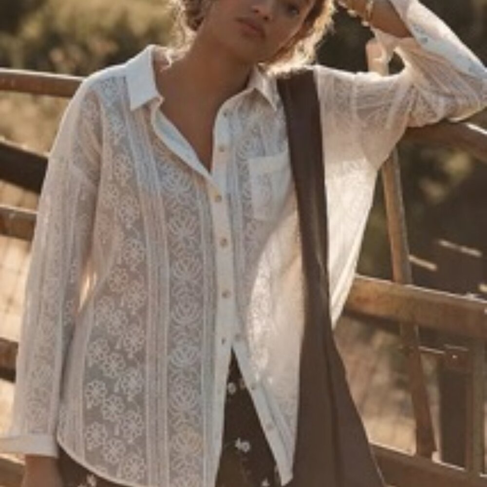 NWT Pilcro lace blouse white XL